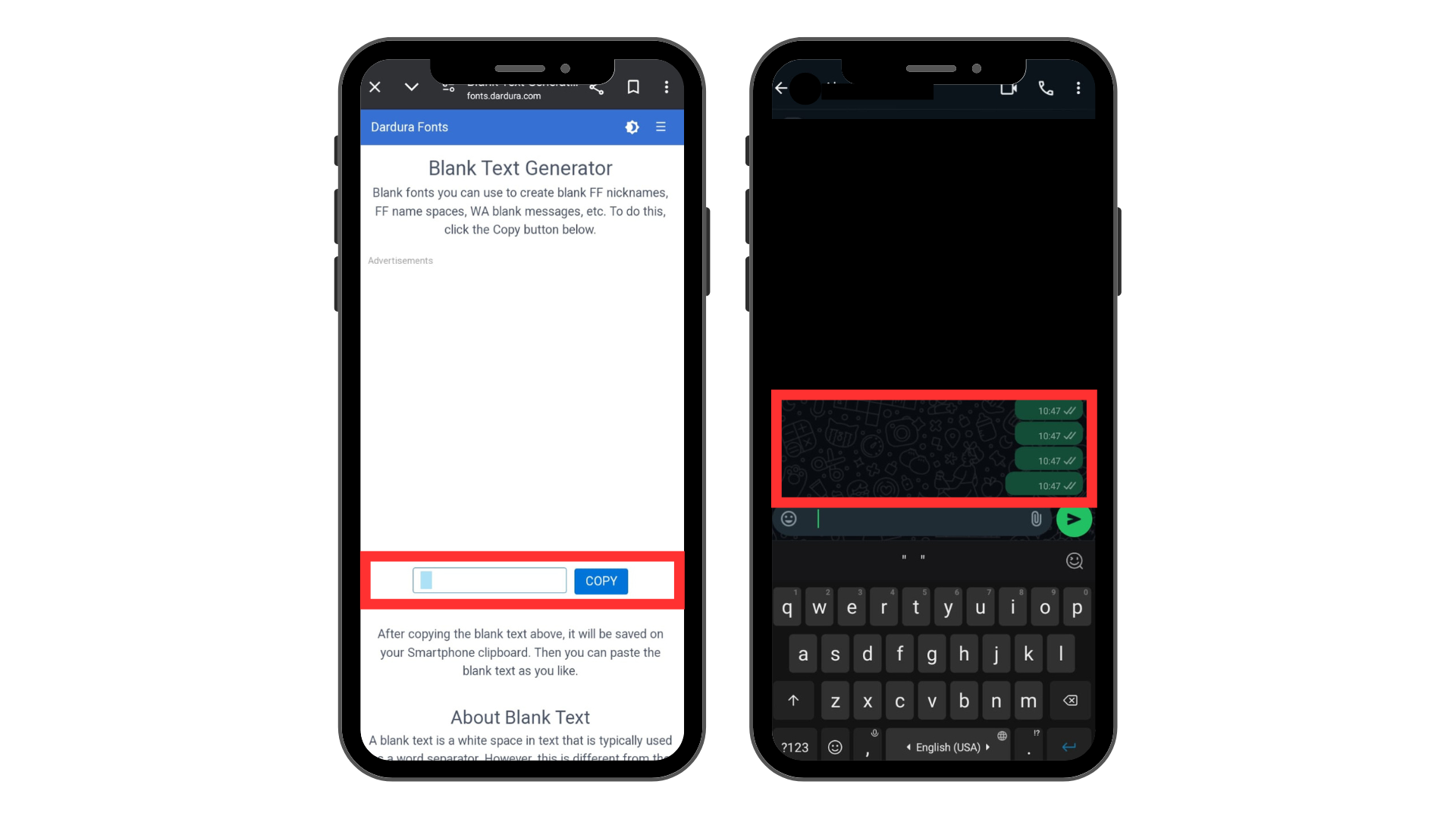 cara membuat teks kosong di wa